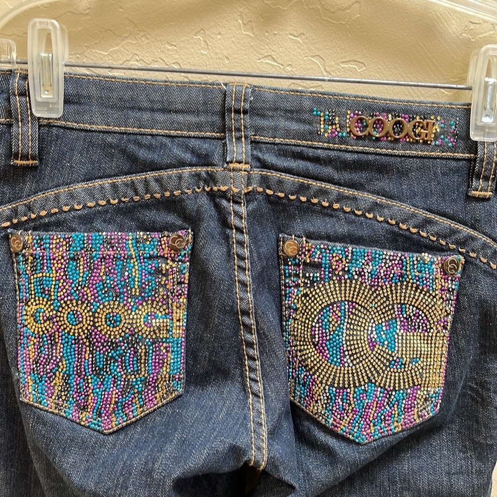 Coogie Jeans Size 5 32 inseam studded dark beaded Denim Quality Trendy Jeans